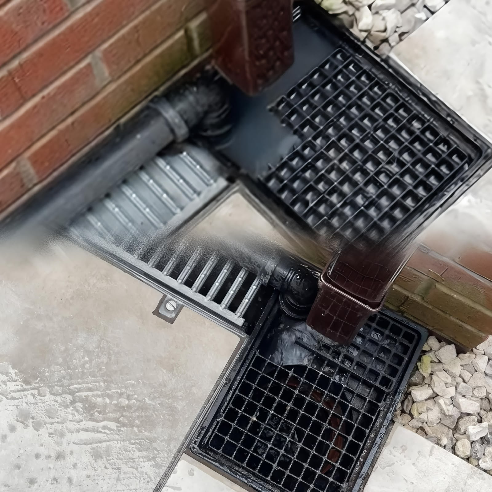 a blocked and unblocked drain
